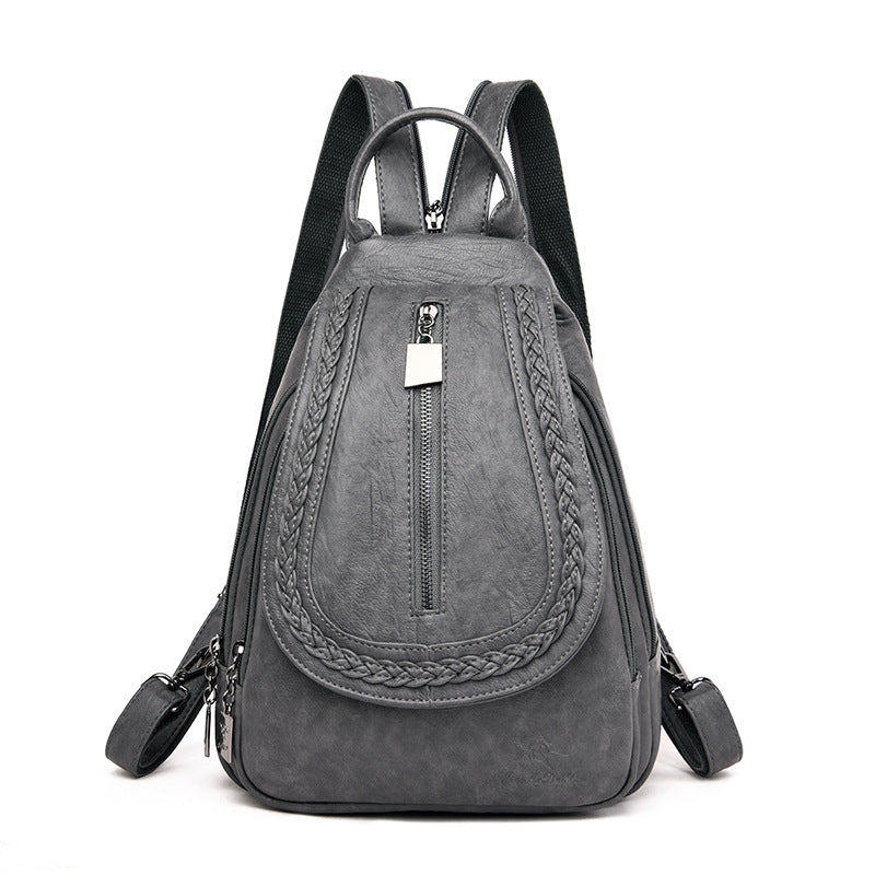 Women's Fashion Soft Leather Kangaroo Korean Style Backpacks