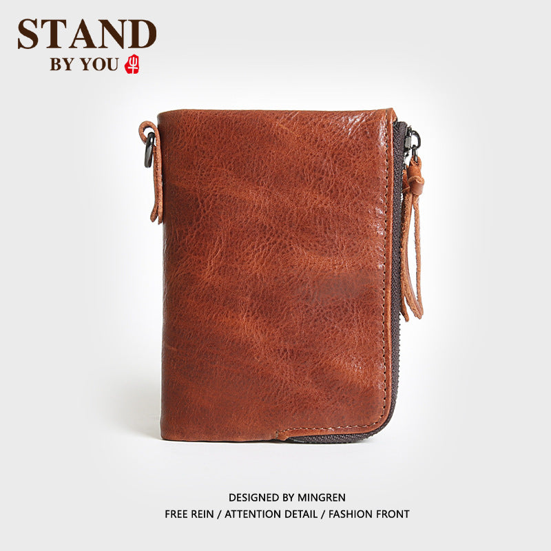 Men's Genuine Leather Korean Fashionable Zipper Hasp Ladies Wallets