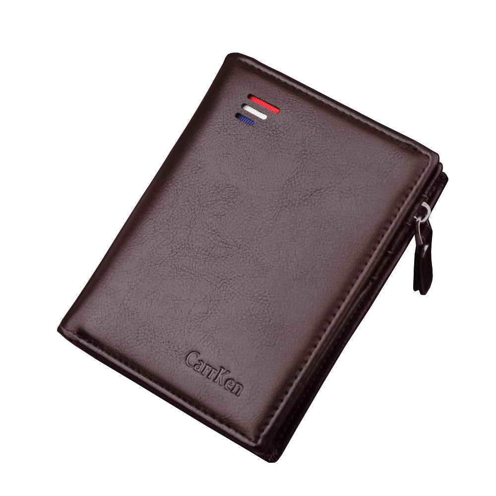 Men's Short Zipper Gold Clip Swiping Men's Wallets