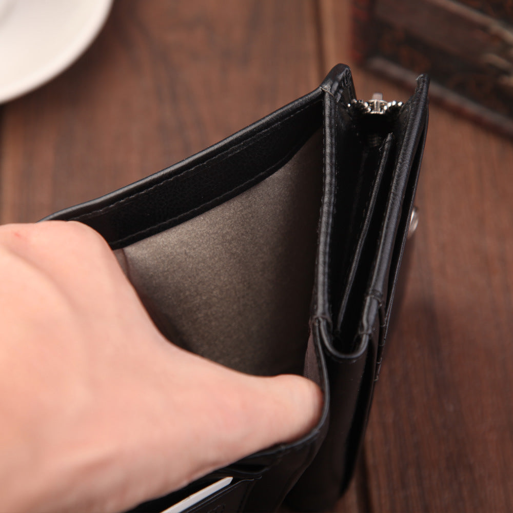 Men's Short Zipper Gold Clip Swiping Men's Wallets