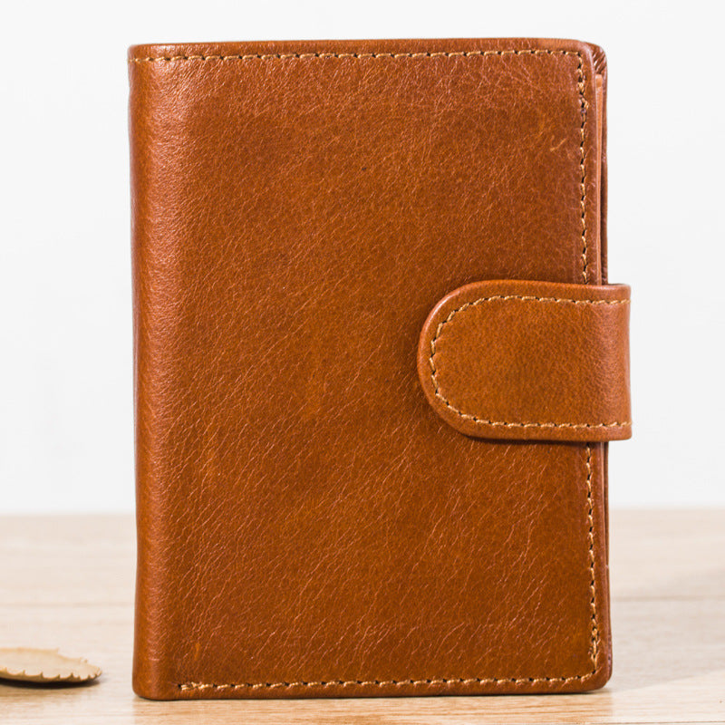 Men's Leather Short Two-fold Vertical Cowhide Oil Men's Wallets