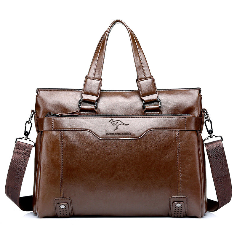 Men's Soft Leather English Kangaroo Business Large Men's Handbags