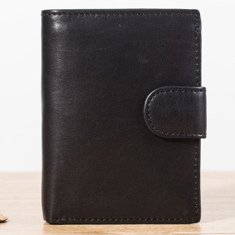 Men's Leather Short Two-fold Vertical Cowhide Oil Men's Wallets
