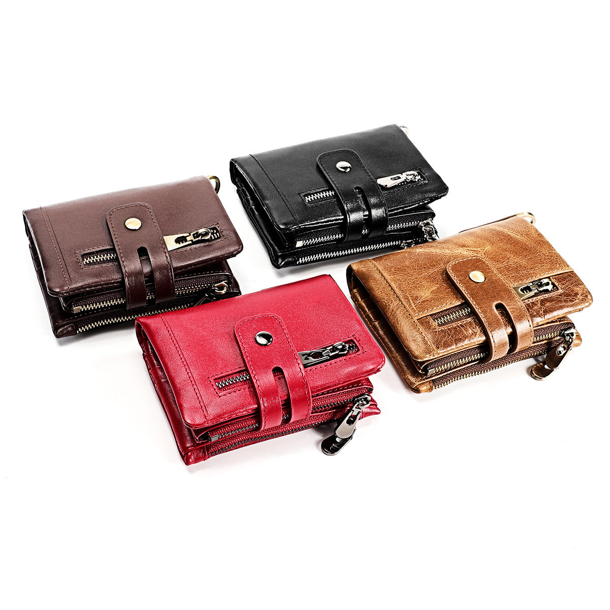 Man Vertical Short Zipper Multifunctional First Men's Wallets