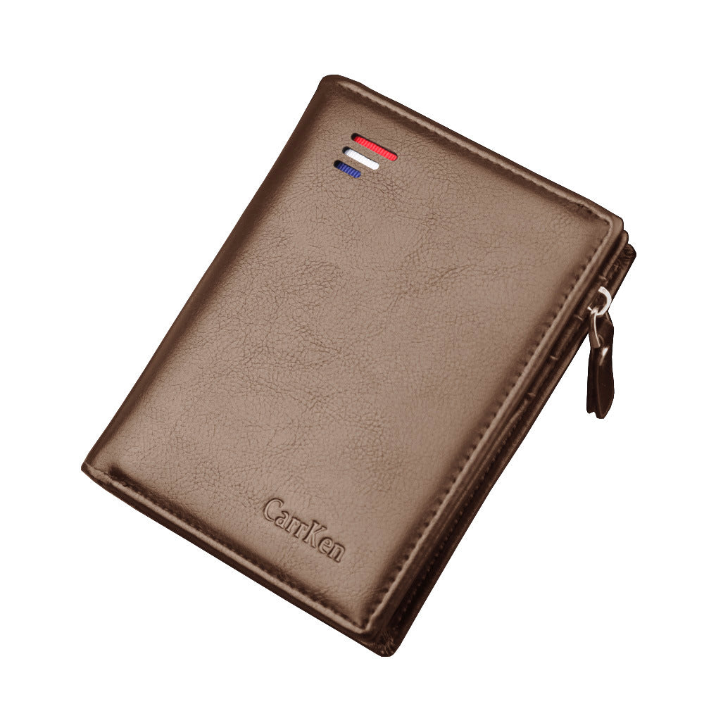 Men's Short Zipper Gold Clip Swiping Men's Wallets