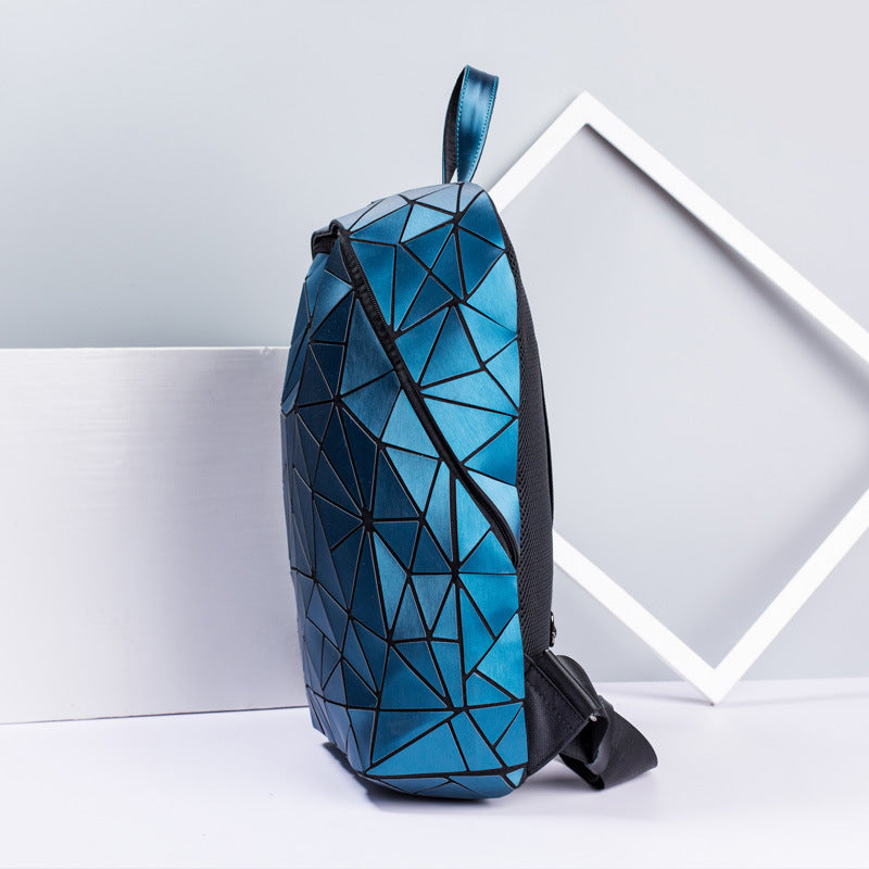 Women's Geometric Fashion Rhombus Unisex Matte Large Backpacks