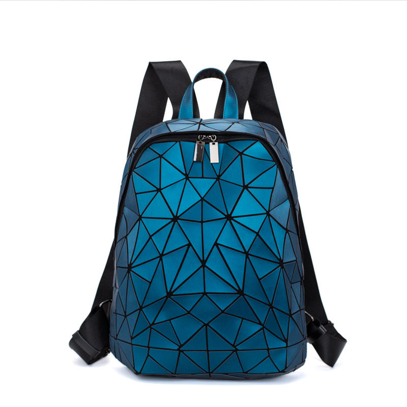 Women's Geometric Fashion Rhombus Unisex Matte Large Backpacks