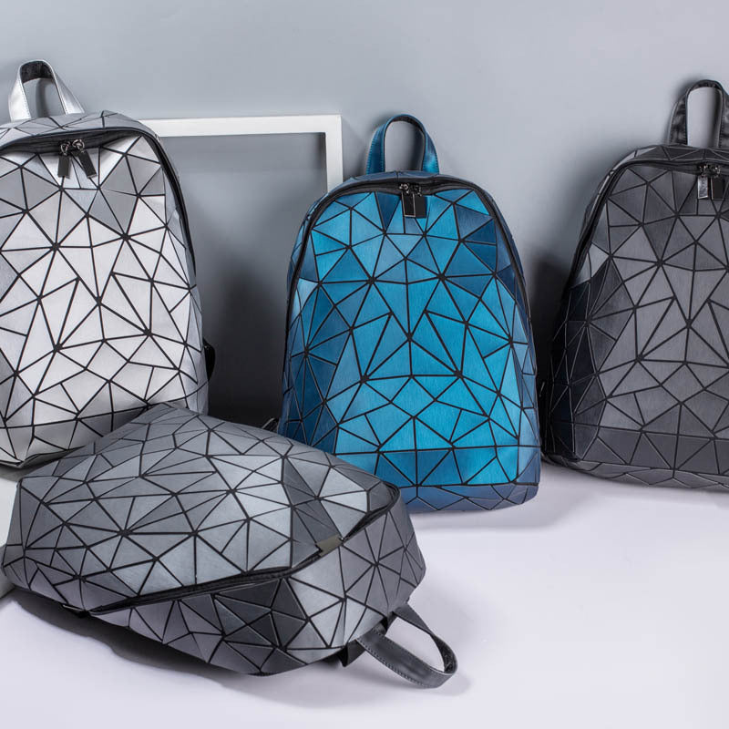 Women's Geometric Fashion Rhombus Unisex Matte Large Backpacks