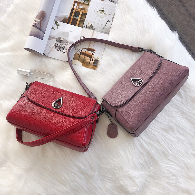 Women's Fashion Lychee Pattern Simple Female Portable Shoulder Bags