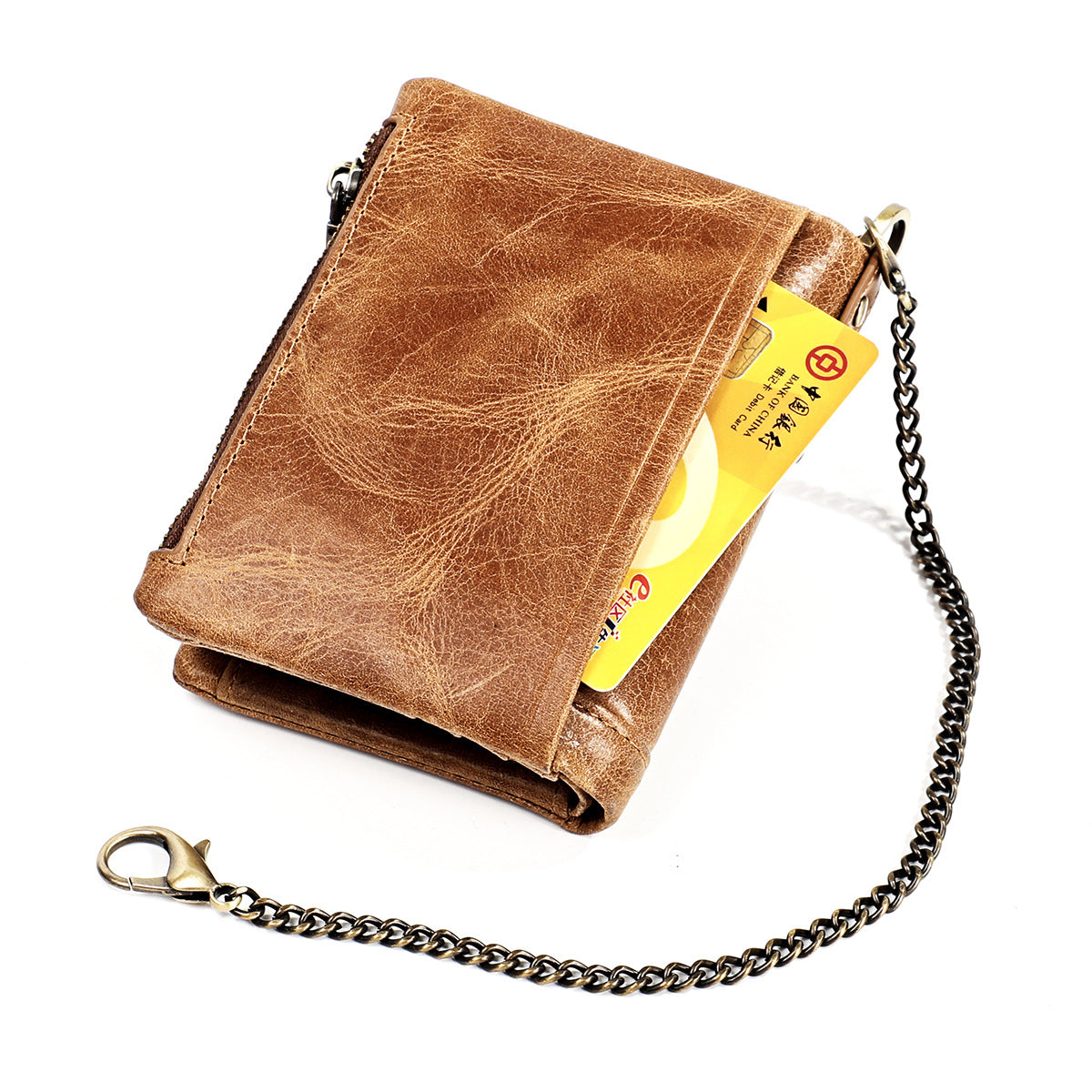 Man Vertical Short Zipper Multifunctional First Men's Wallets
