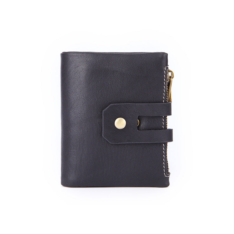 Man Short Vintage Clutch Double Zipper Men's Wallets