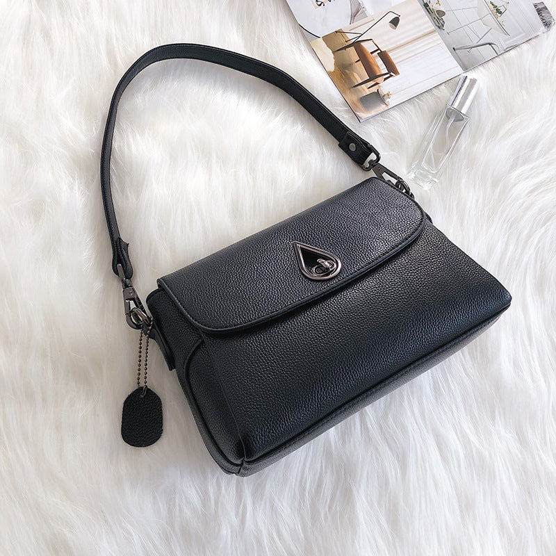 Women's Fashion Lychee Pattern Simple Female Portable Shoulder Bags