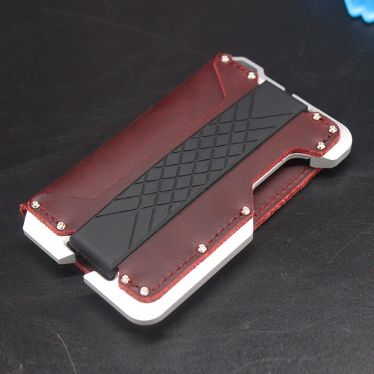 Men's Genuine Leather Aluminum Alloy Credit Business Card Holder