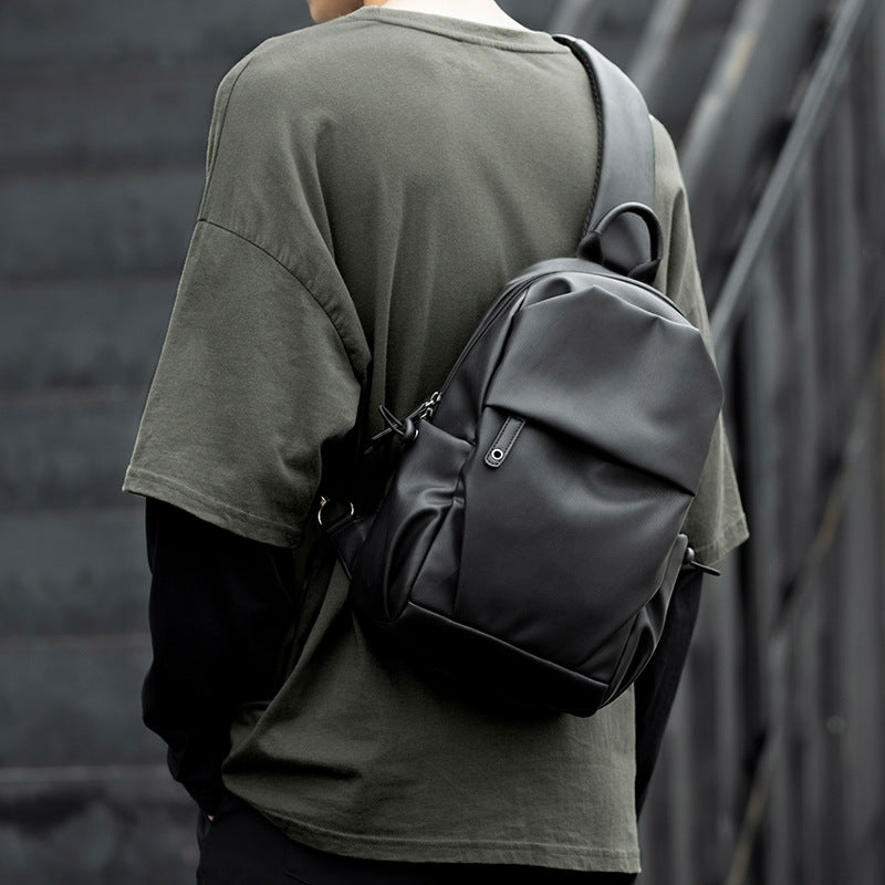 Men's Simple Leather Trendy Pouch Lightweight Men's Chest Bags