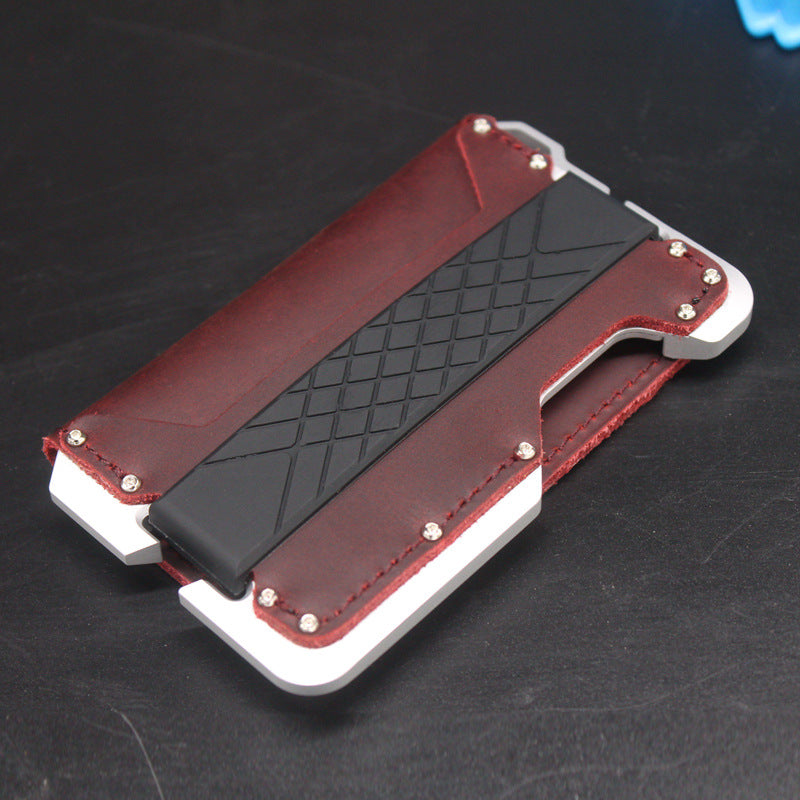 Men's Genuine Leather Aluminum Alloy Credit Business Card Holder