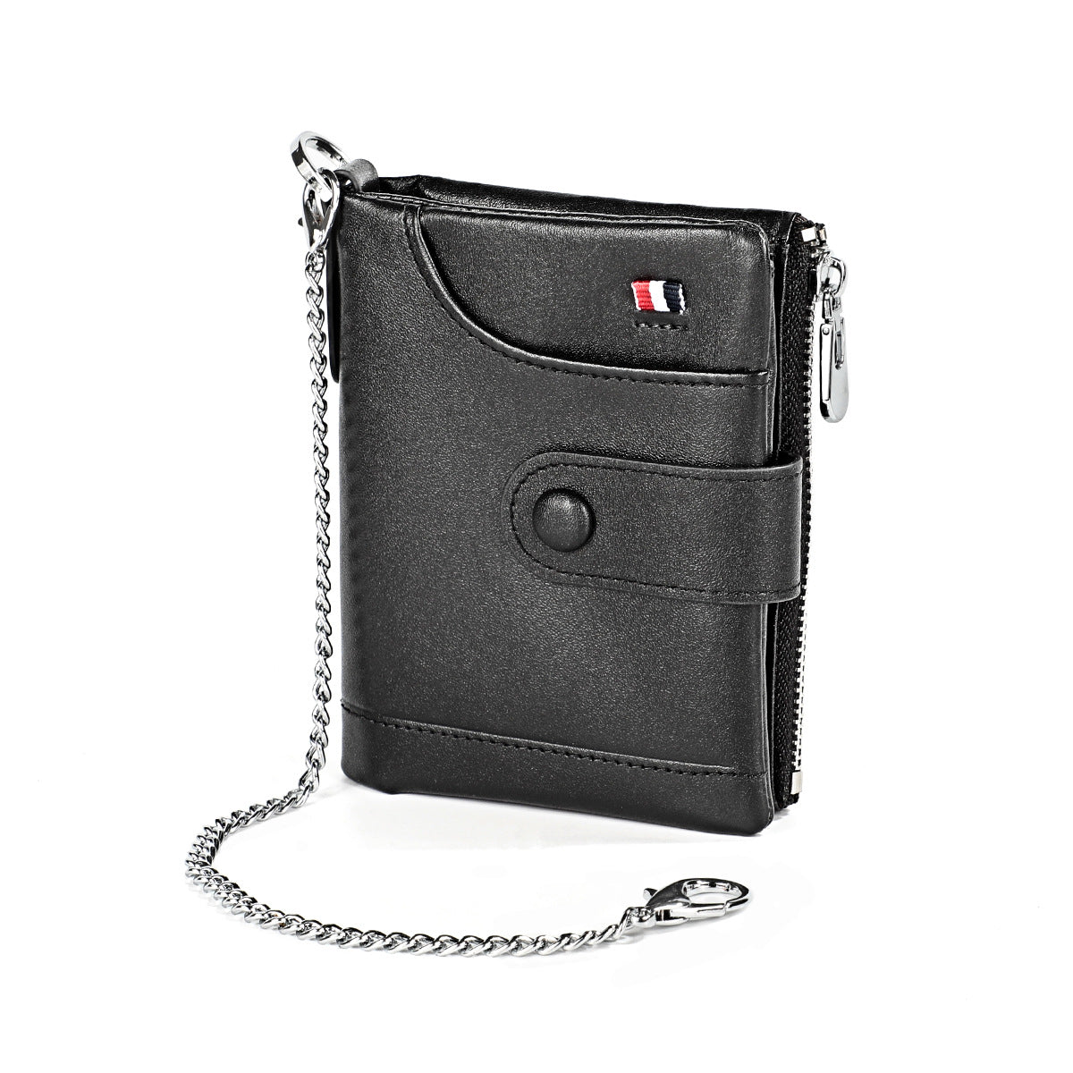 Men's Double Zipper Genuine Leather Retro Cowhide Men's Wallets