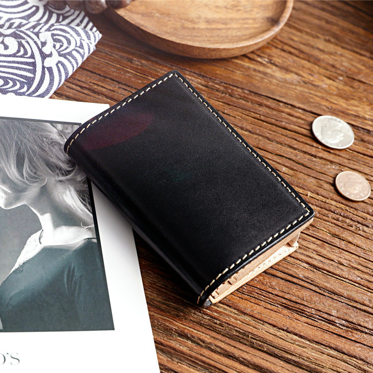 Women's & Men's Retro Hand Vegetable Cattlehide Large Capacity Leather Card Holder