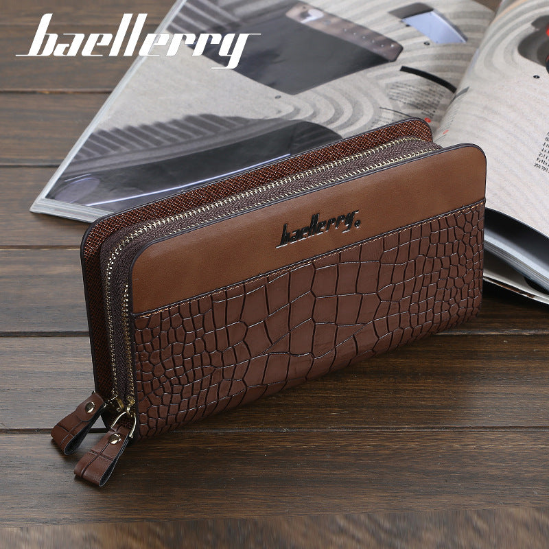 Stylish Men's Plaid Clutch Long Mobile Men's Wallet