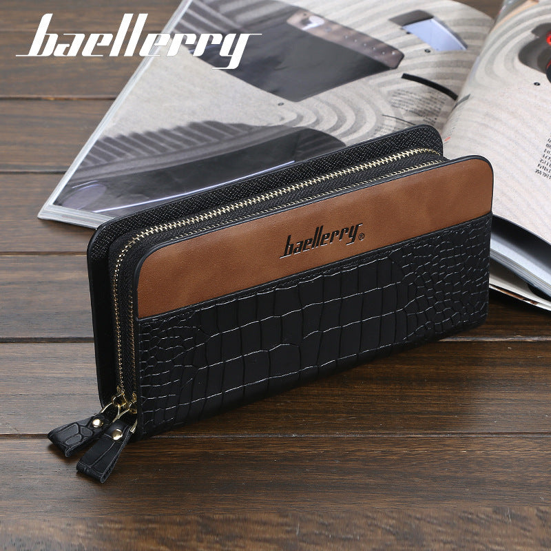 Stylish Men's Plaid Clutch Long Mobile Men's Wallet