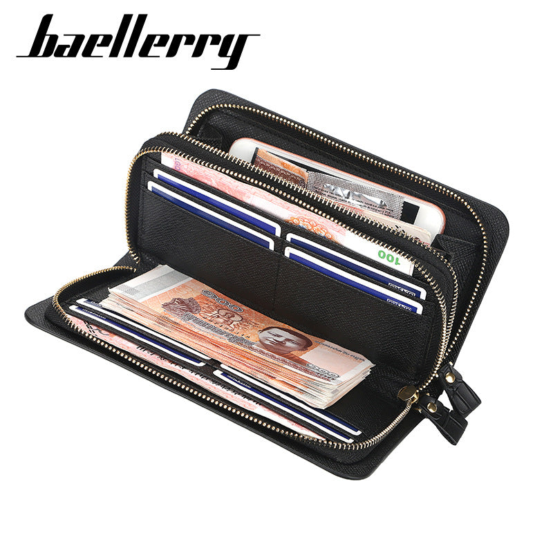 Stylish Men's Plaid Clutch Long Mobile Men's Wallet