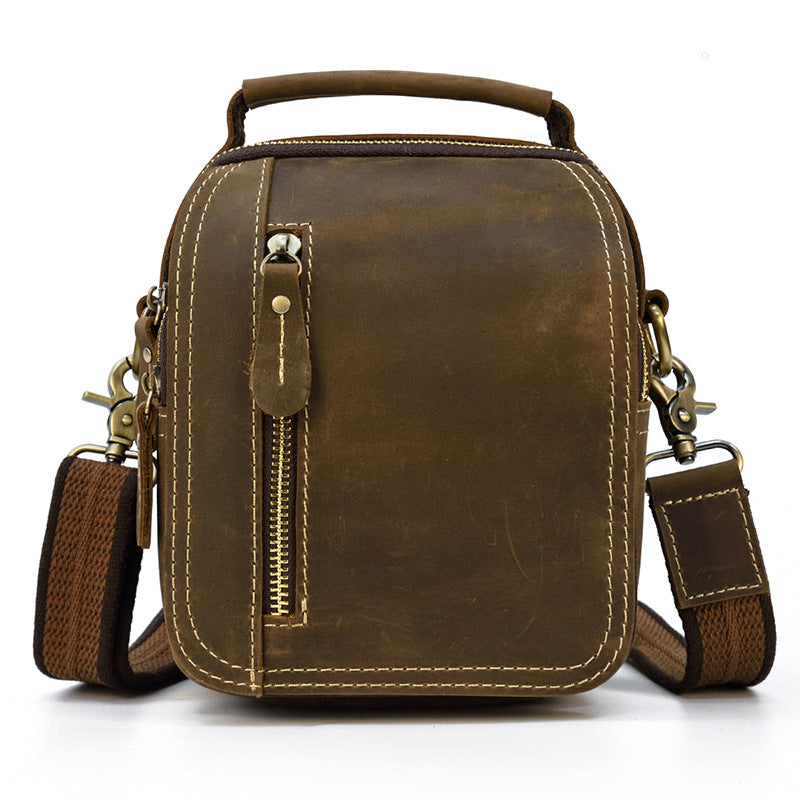 Men's Crazy Horse Leather Genuine Retro Top Men's Shoulder Bags