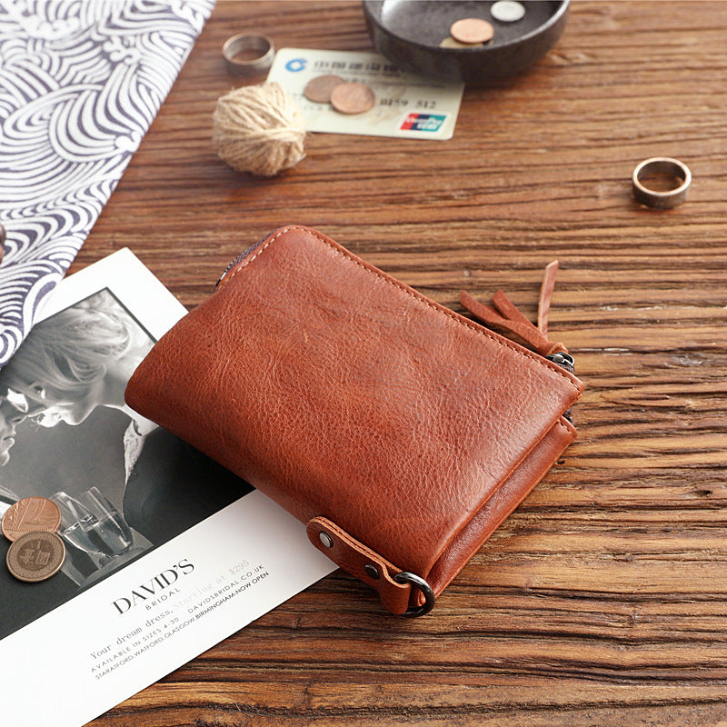 Men's Genuine Leather Korean Fashionable Zipper Hasp Ladies Wallets
