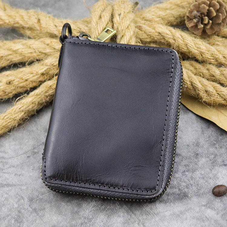 Women's Hand-rub Color Washed Vegetable Tanning Leather Men's Wallets