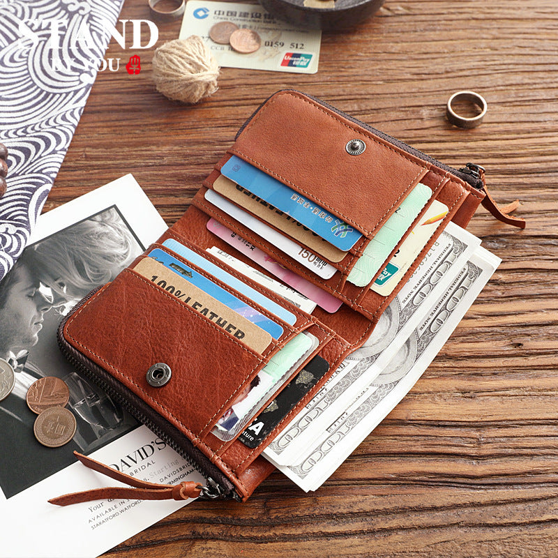 Men's Genuine Leather Korean Fashionable Zipper Hasp Ladies Wallets
