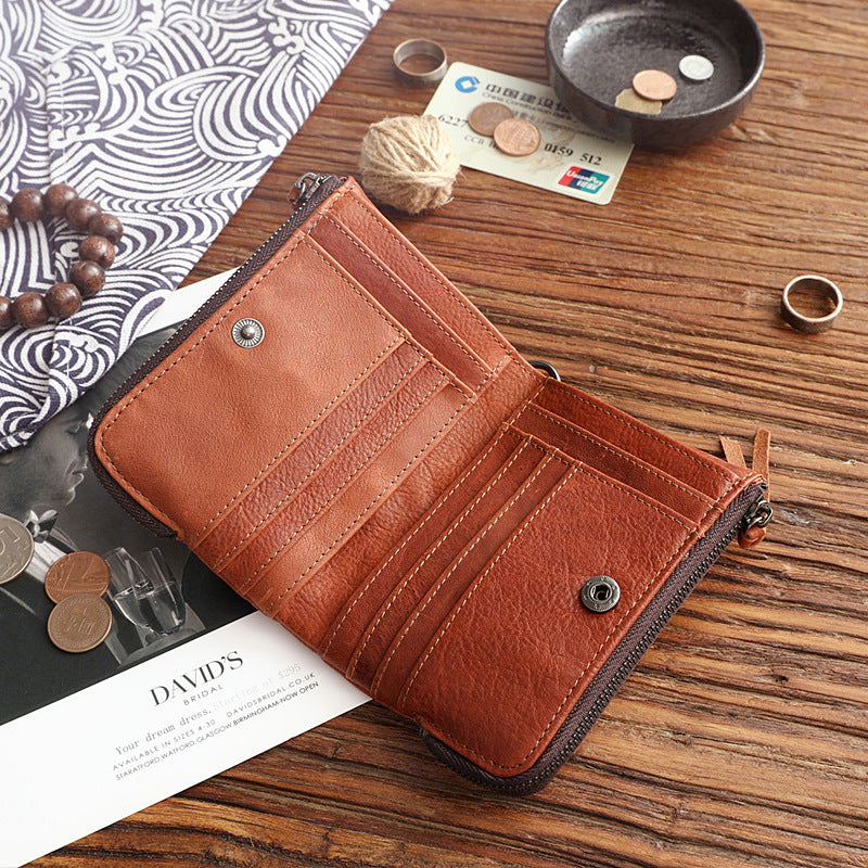 Men's Genuine Leather Korean Fashionable Zipper Hasp Ladies Wallets