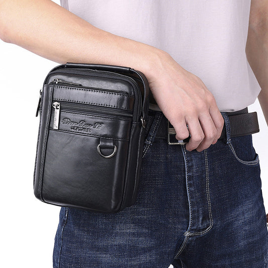 Men's Mini Cow Leather Mobile Korean Men's Waist Packs
