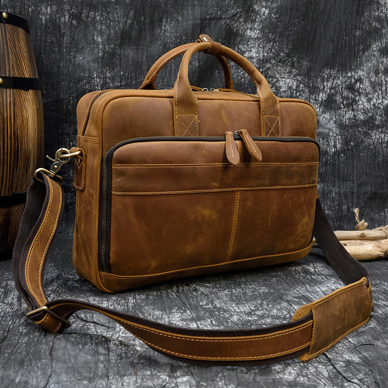 Men's Retro Genuine Leather Commuter Crazy Horse Men's Handbags