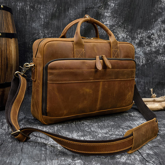 Men's Retro Genuine Leather Commuter Crazy Horse Men's Handbags