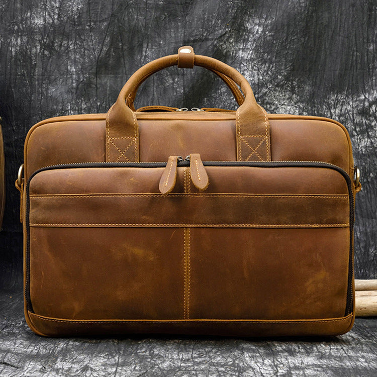 Men's Retro Genuine Leather Commuter Crazy Horse Men's Handbags