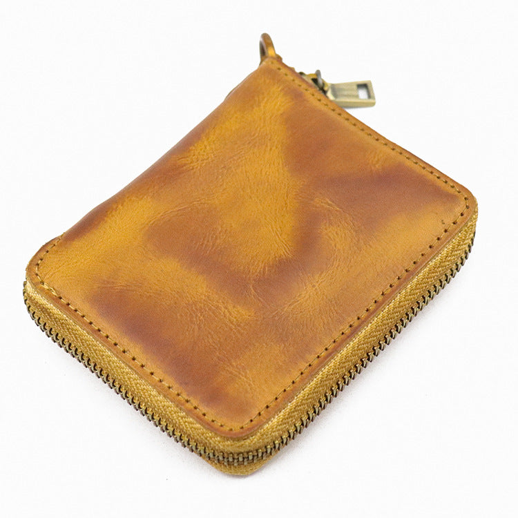 Women's Hand-rub Color Washed Vegetable Tanning Leather Men's Wallets