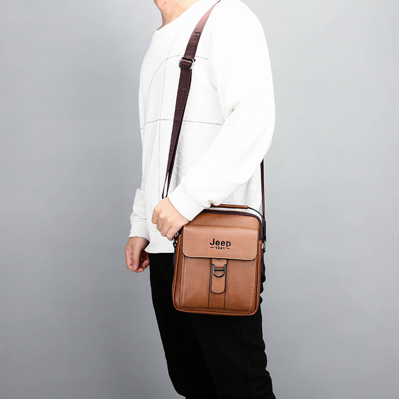Men's Charming Leather Vertical Business Pannier Men's Shoulder Bags