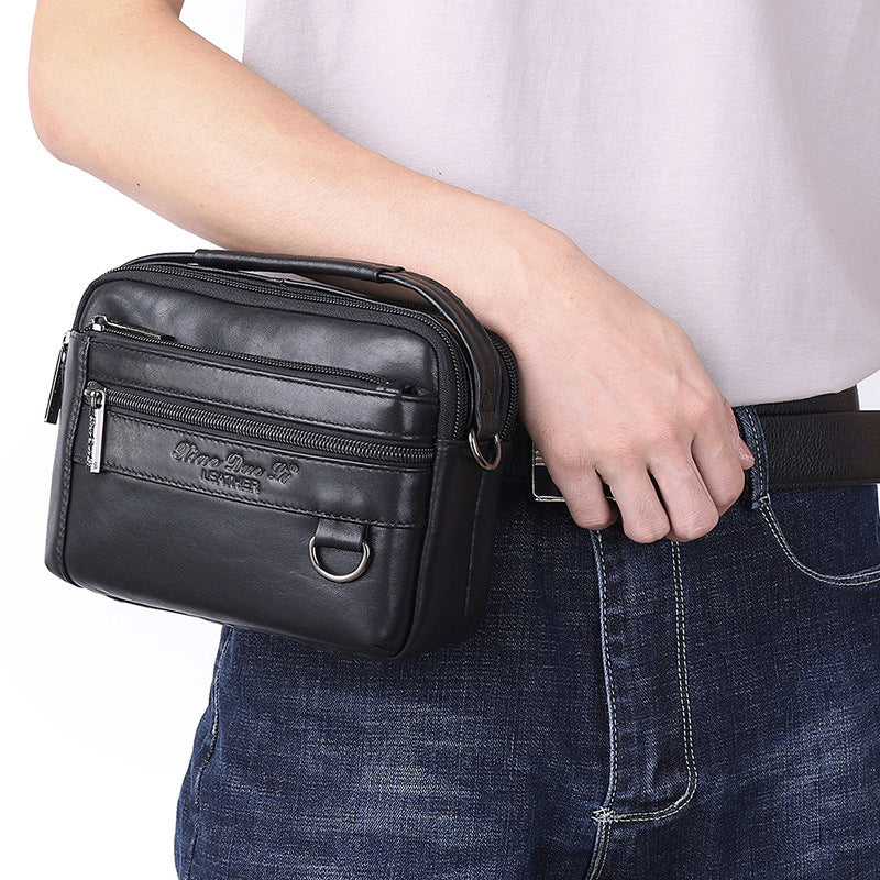 Men's Mini Cow Leather Mobile Korean Men's Waist Packs