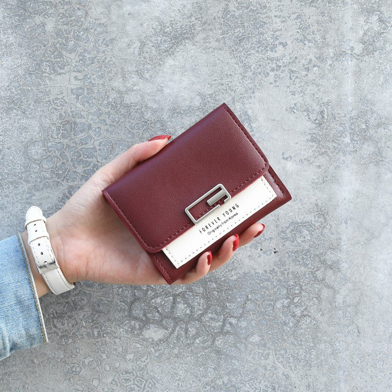 Women's Contrast Color Versatile Fresh Short Fashion Mini Ladies Wallet