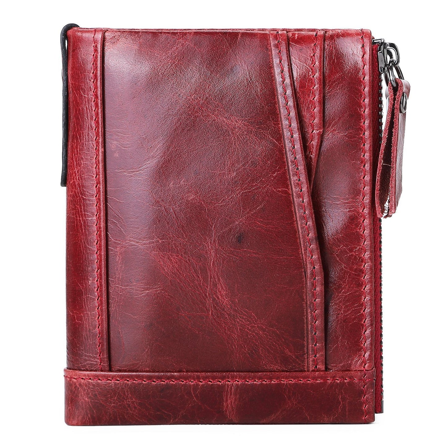 Women's Fashion Leather Double Zipper Multiple Slots Ladies Wallets