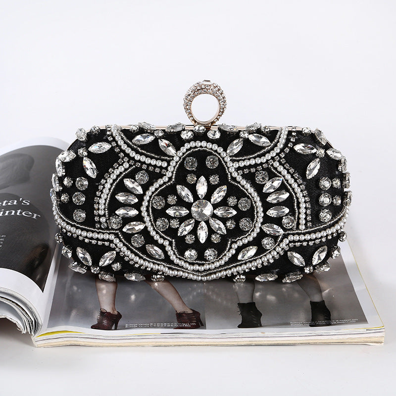 Diamond Handmade Pearl Embroidery Banquet Clutch Evening Bags