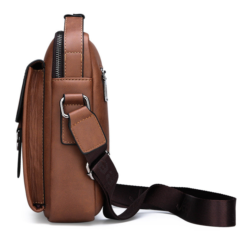Men's Charming Leather Vertical Business Pannier Men's Shoulder Bags