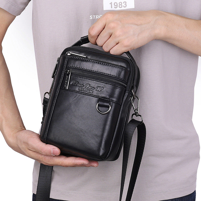 Men's Mini Cow Leather Mobile Korean Men's Waist Packs
