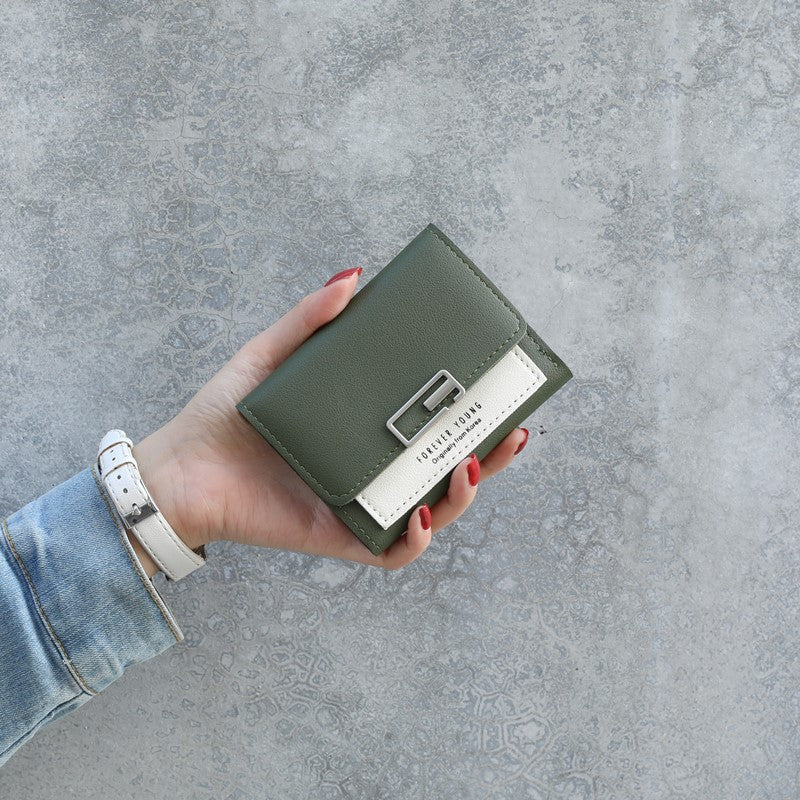 Women's Contrast Color Versatile Fresh Short Fashion Mini Ladies Wallet