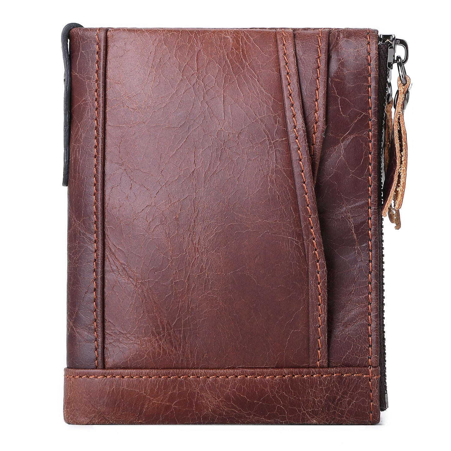 Women's Fashion Leather Double Zipper Multiple Slots Ladies Wallets