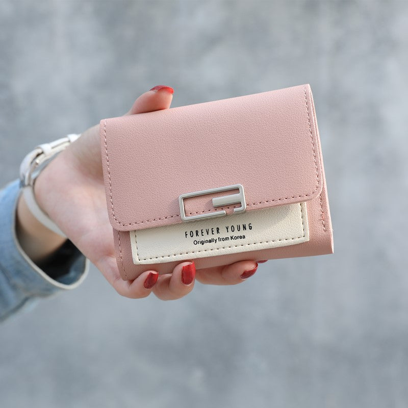 Women's Contrast Color Versatile Fresh Short Fashion Mini Ladies Wallet