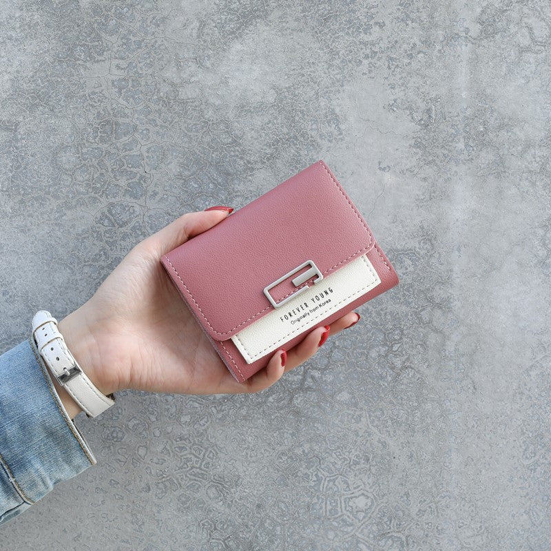 Women's Contrast Color Versatile Fresh Short Fashion Mini Ladies Wallet