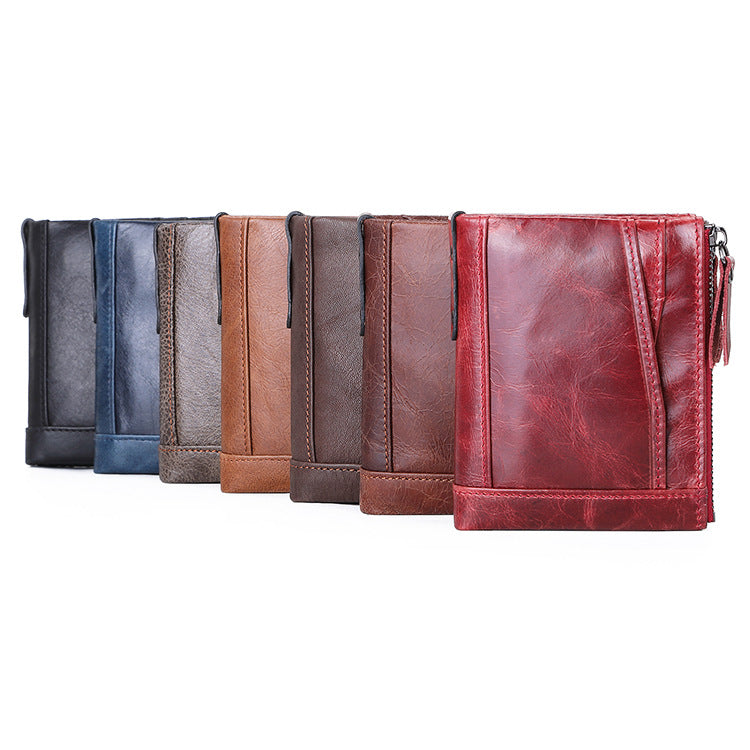 Women's Fashion Leather Double Zipper Multiple Slots Ladies Wallets