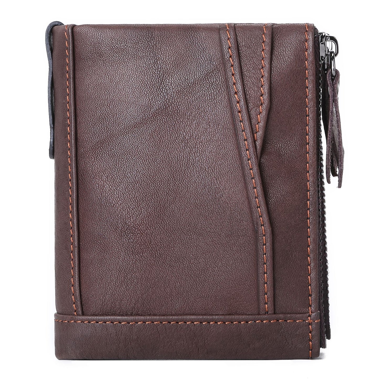 Women's Fashion Leather Double Zipper Multiple Slots Ladies Wallets