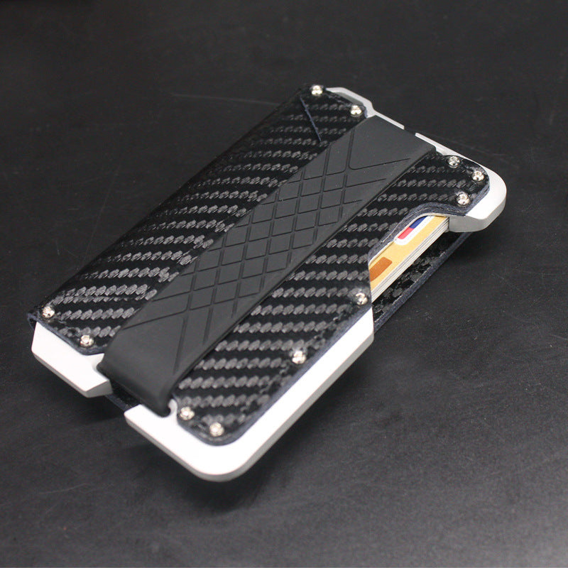 Men's Genuine Leather Aluminum Alloy Credit Business Card Holder