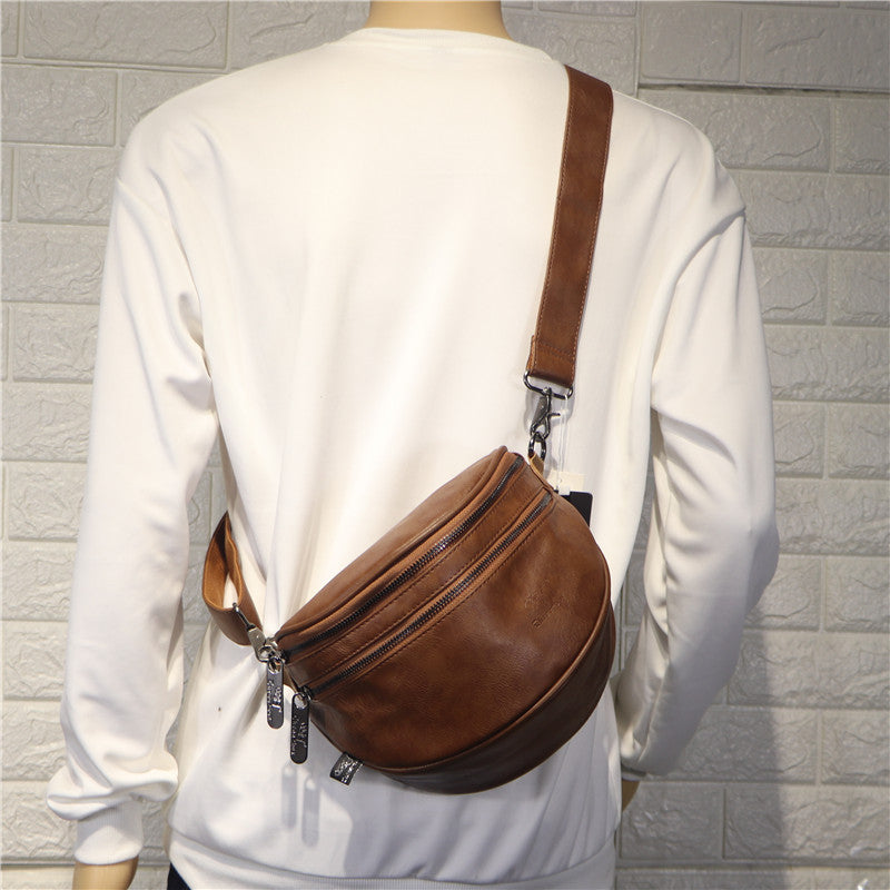 Men's Fashionable Fashion Retro Hemispherical Cylinder Saddle Men's Shoulder Bags