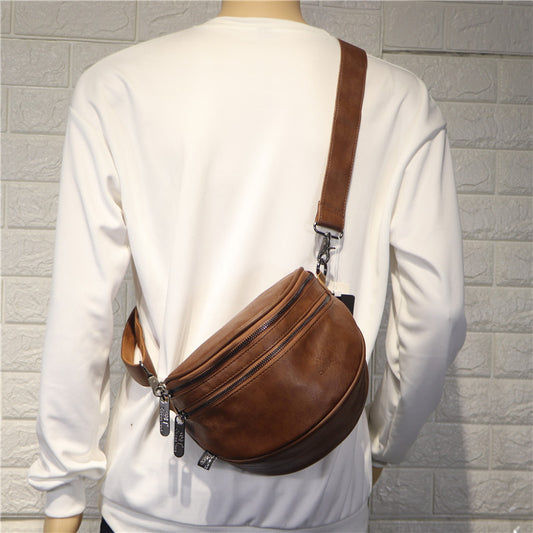 Men's Fashionable Fashion Retro Hemispherical Cylinder Saddle Men's Shoulder Bags